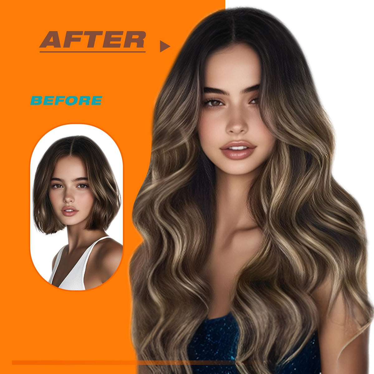 Sunny Hair Tape in Hair Extensions 24 Inch Balayage held in hand