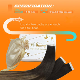Sunny Hair Tape in Hair Extensions 24 Inch Balayage showing texture