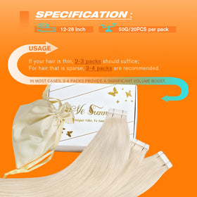 Sunny Hair Tape in Hair Extensions Blonde 22 Inch back view