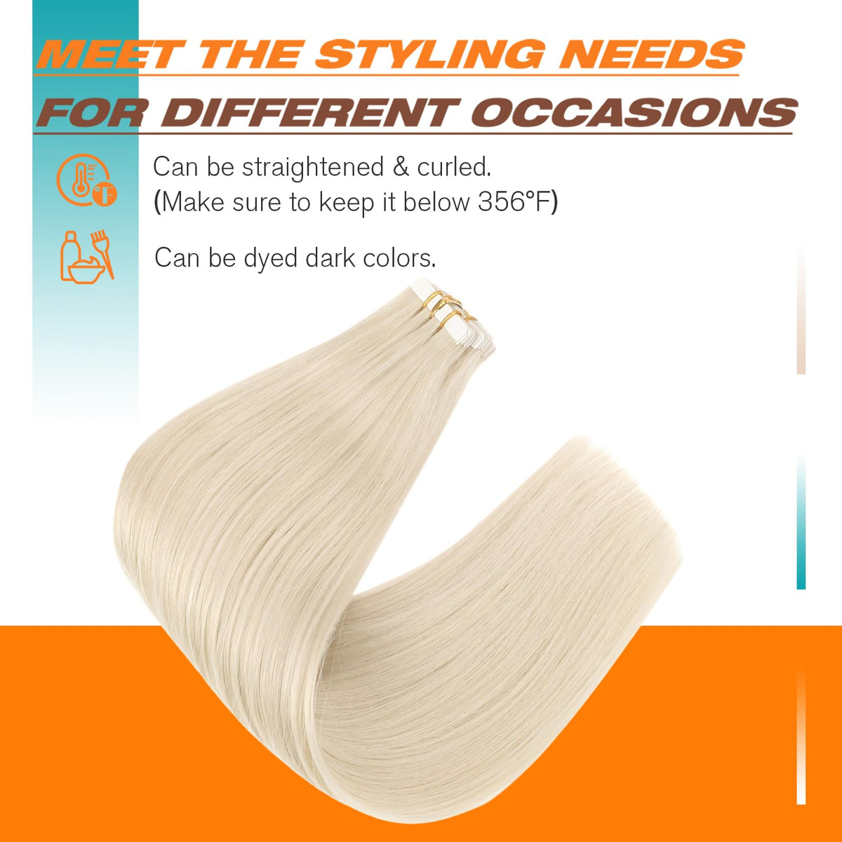 Sunny Hair Tape in Hair Extensions Blonde 22 Inch styled