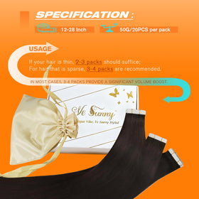 Sunny Hair Tape in Hair Extensions Darkest Brown texture comparison