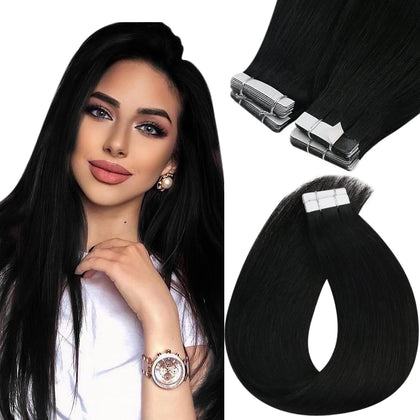 Sunny Hair Tape in Hair Extensions Jet Black front view