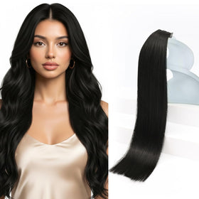 Sunny Hair Tape in Hair Extensions Natural Black 18 Inch front view