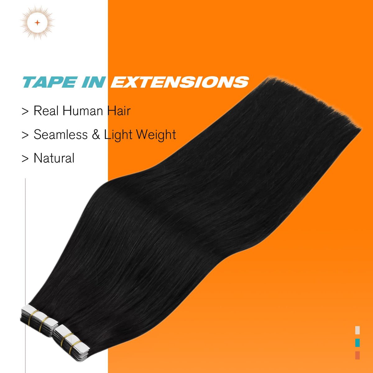 Sunny Hair Tape in Hair Extensions Natural Black 18 Inch packaging