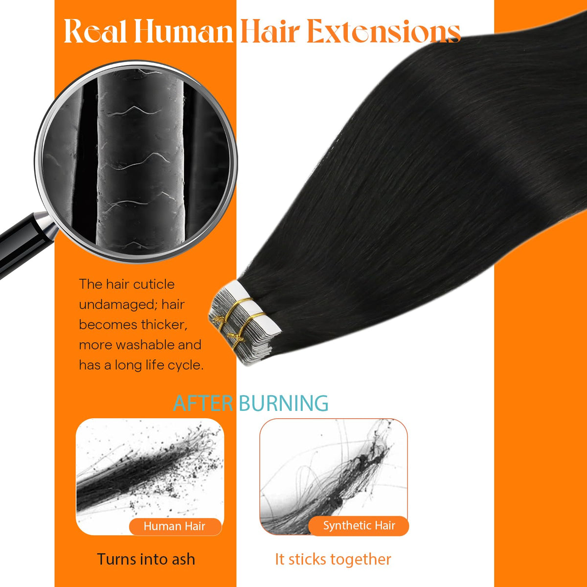Sunny Hair Tape in Hair Extensions Natural Black with replacement tapes