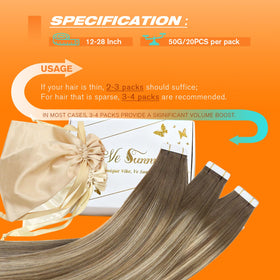Sunny Hair Tape in Hair Extensions showing balayage colour