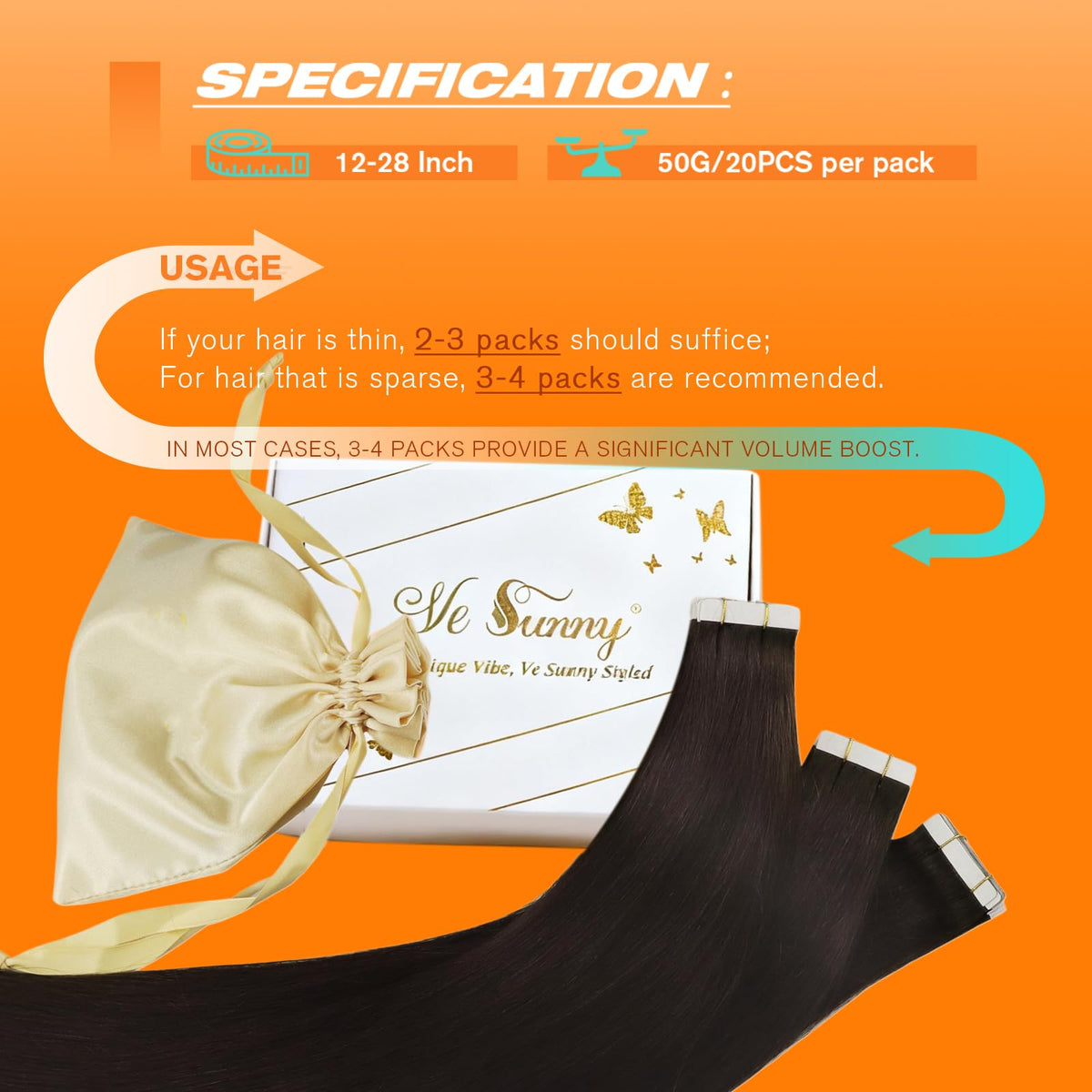 Sunny Hair Tape in Hair Extensions showing texture
