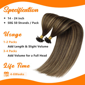 Sunny Hair U Tip Hair Extensions 20 Inch displayed with various shades