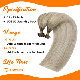 Sunny Hair U Tip Hair Extensions close-up of keratin tip