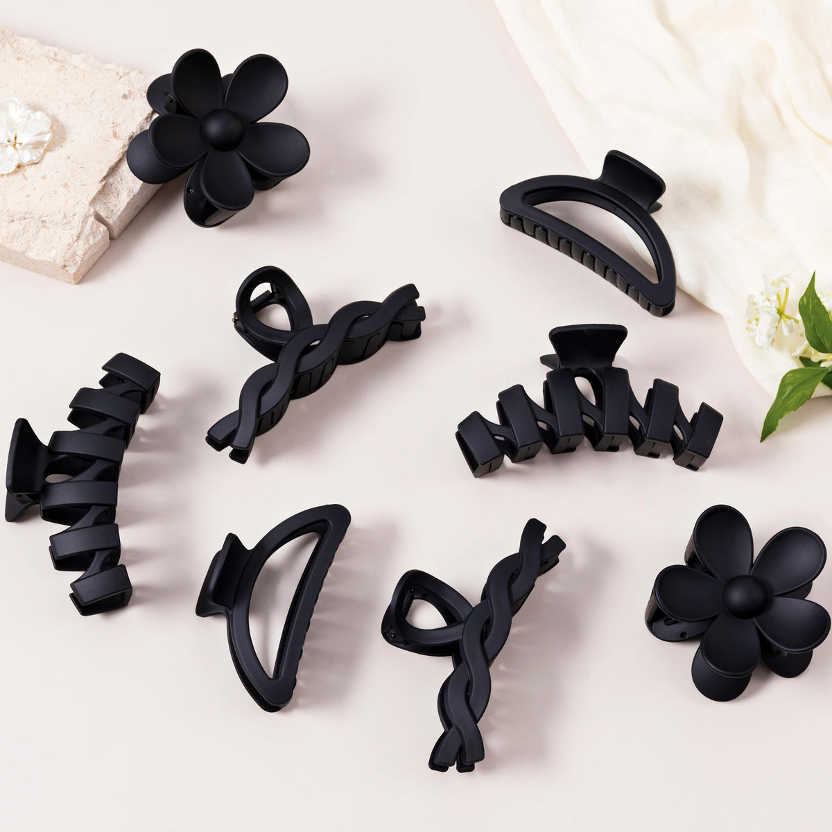 Sunolga Flower Claw Clips displayed on a vanity