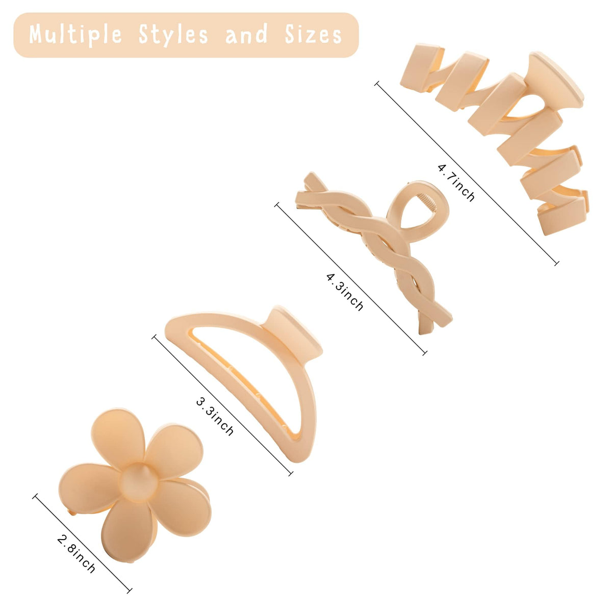 Sunolga large claw clips in cream, side view