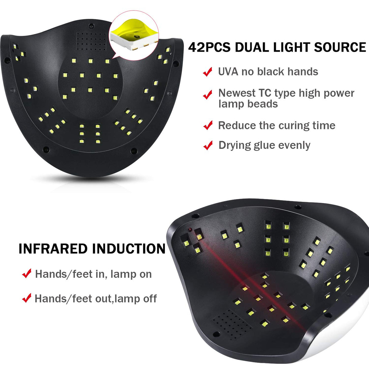 Sunrich UV Gel Nail Lamp 120W portable handle