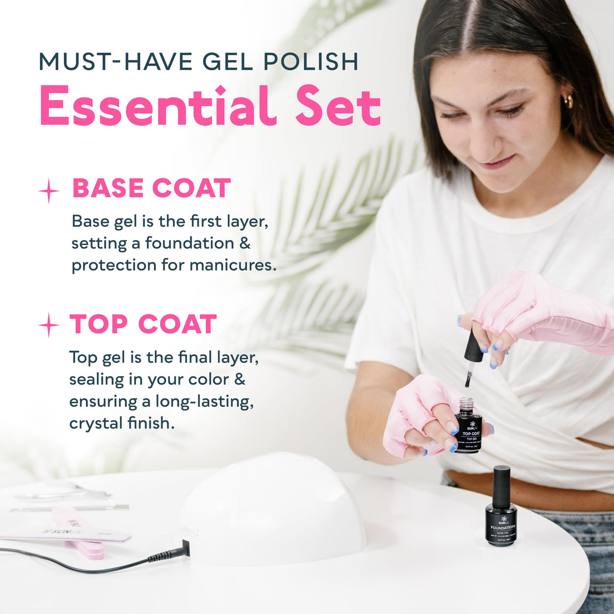 SUNUV Gel Top Coat and Base Coat Set 15ml bottles side view