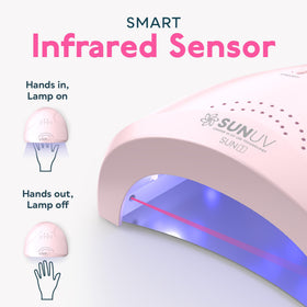 SUNUV SUNONE Pink UV lamp in use with gel nails curing