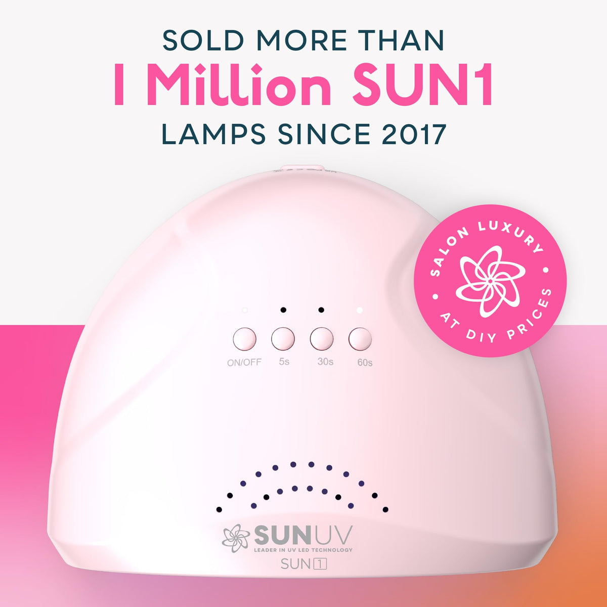 SUNUV SUNONE Pink UV lamp side view showing timer settings