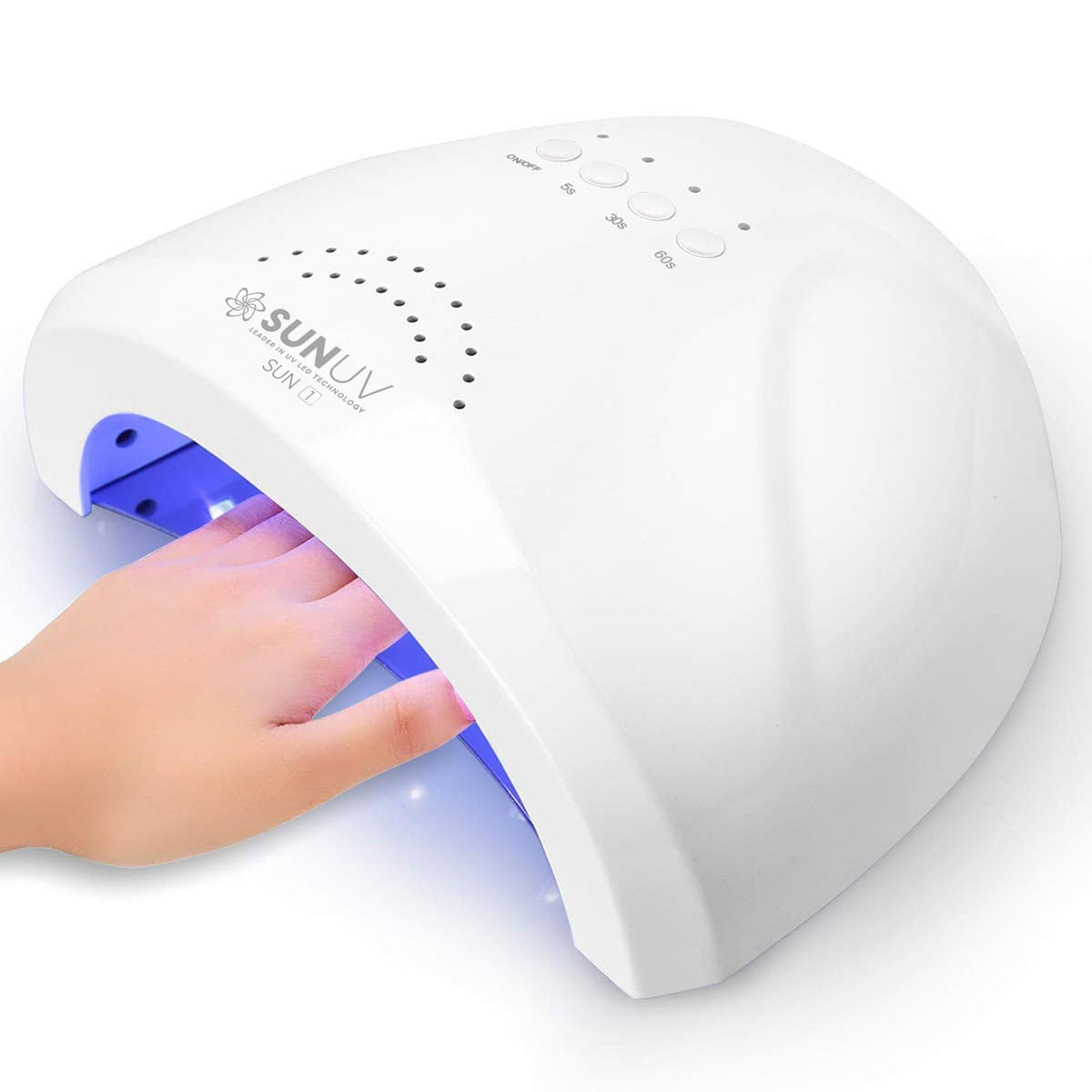 SUNUV UV LED Nail Lamp front view with white finish