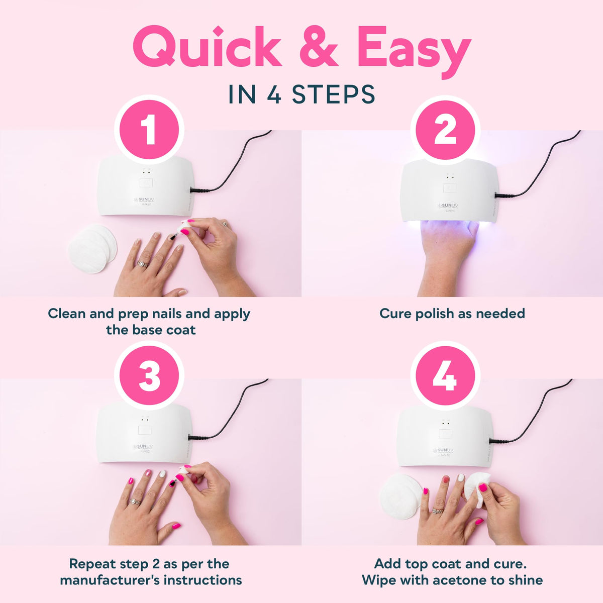 SUNUV UV LED Nail Lamp SUN9C Pink with user manual