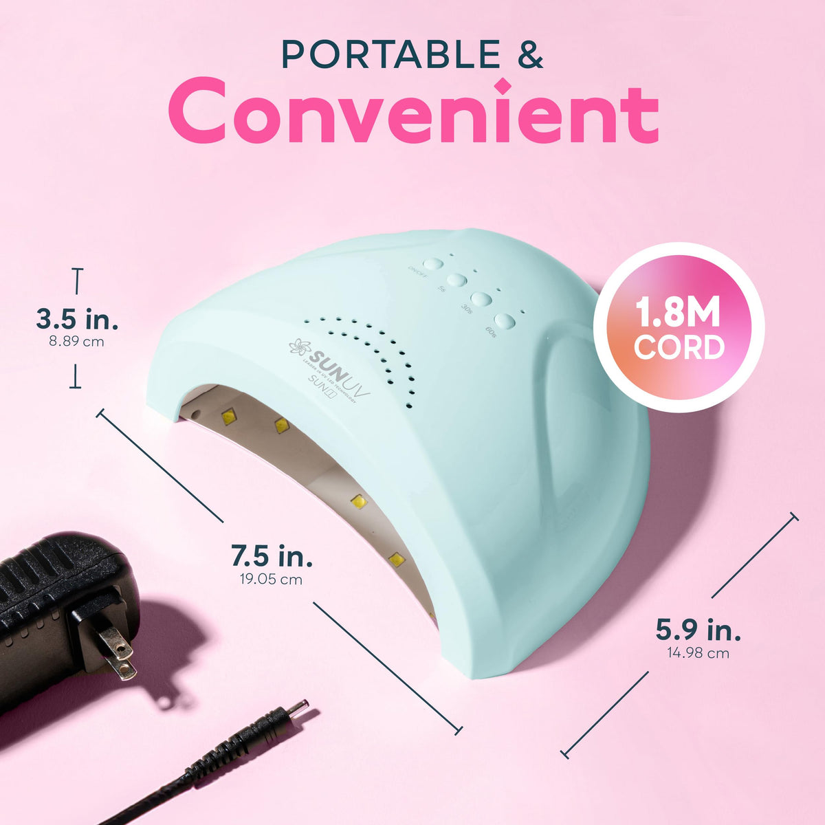 SUNUV UV LED Nail Lamp with timer settings displayed