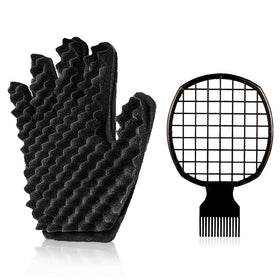 Supaze Curling Sponge Glove front view with hair twist comb