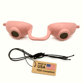 Super Sunnies Flexible UV Eye Tanning Bed Goggles front view in peach
