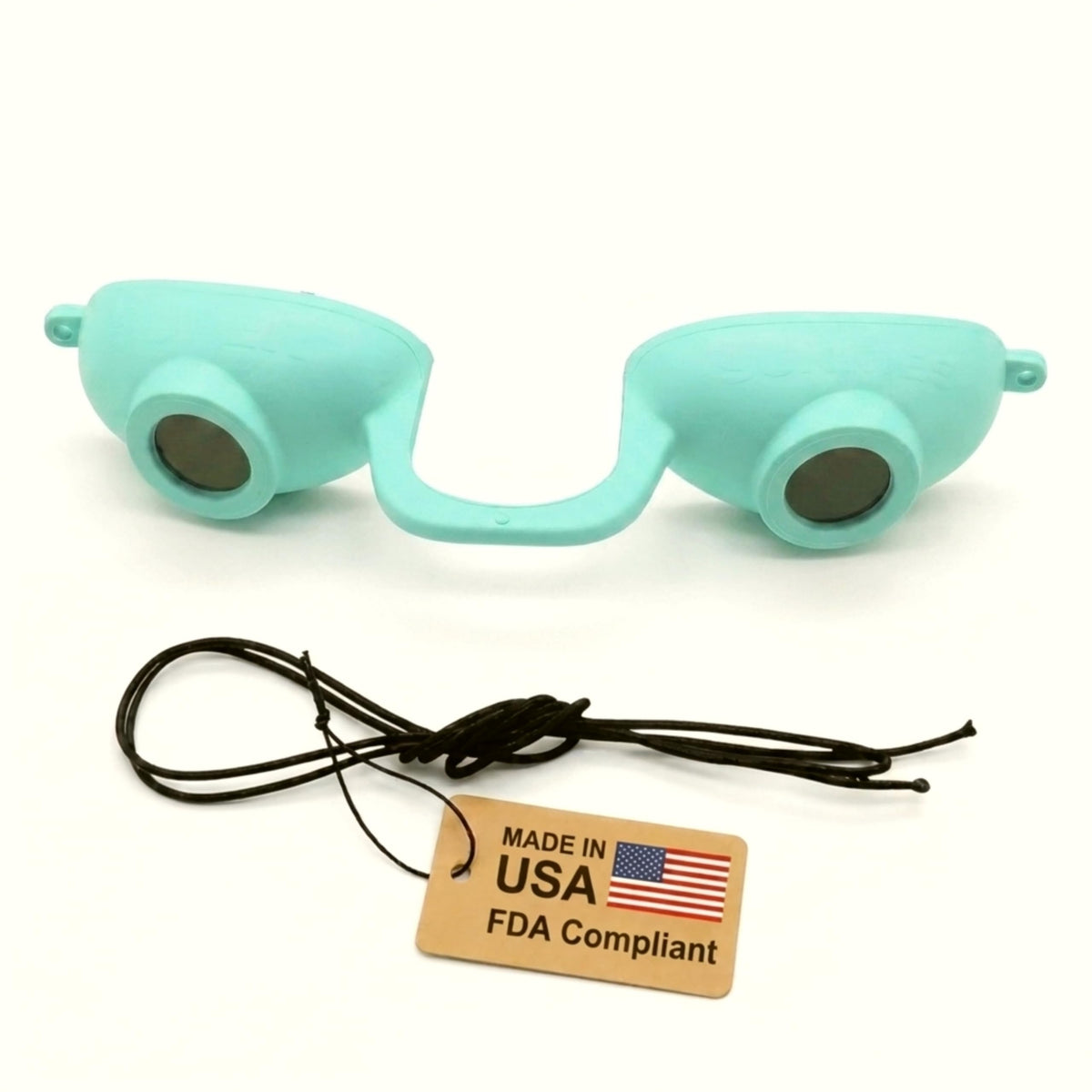 Super Sunnies Flexible UV Eye Tanning Bed Goggles front view in teal