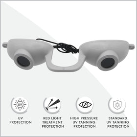 Super Sunnies Flexible UV Eye Tanning Bed Goggles side view showing adjustable strap