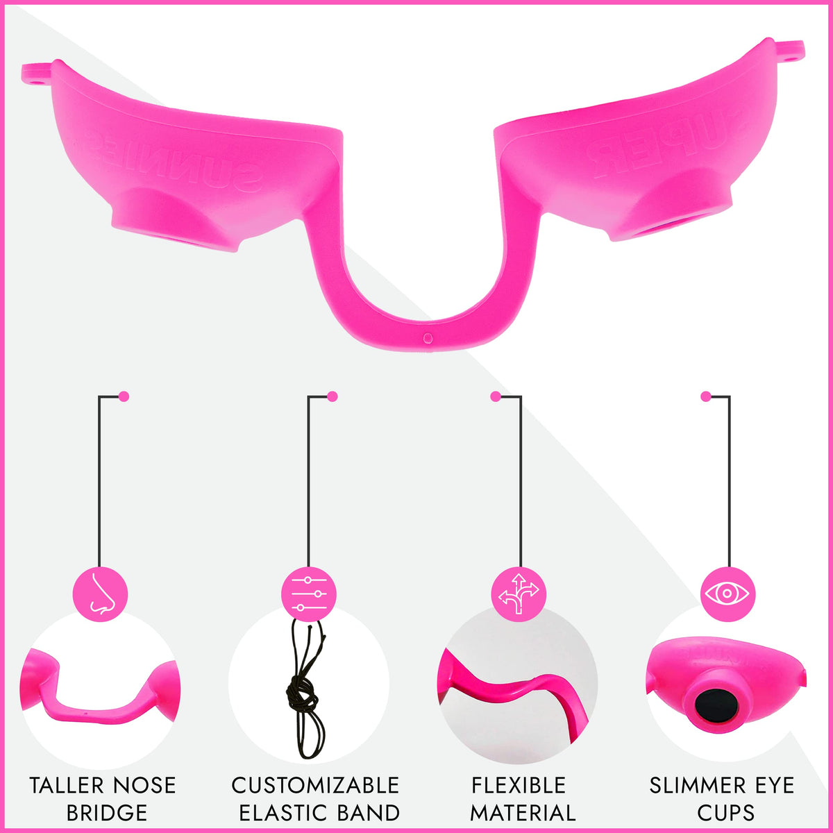 Super Sunnies goggles with strap displayed on a white background