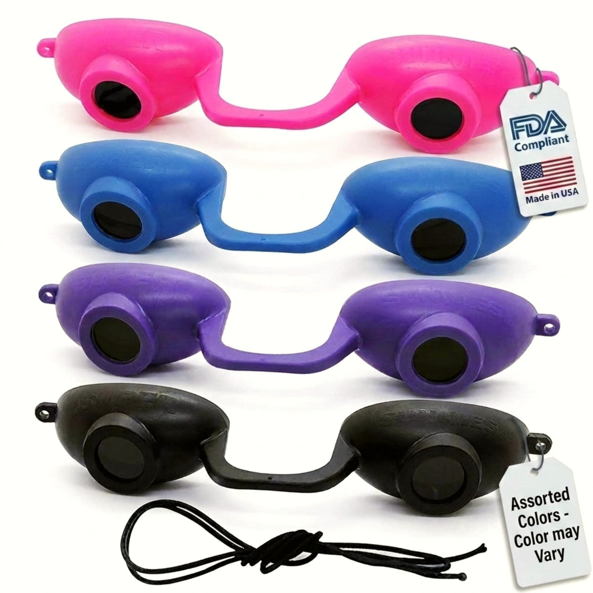 Super Sunnies Tanning Bed Goggles 4 Pack front view