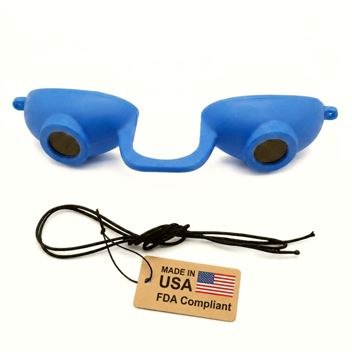 Super Sunnies UV Eye Tanning Bed Goggles front view in blue