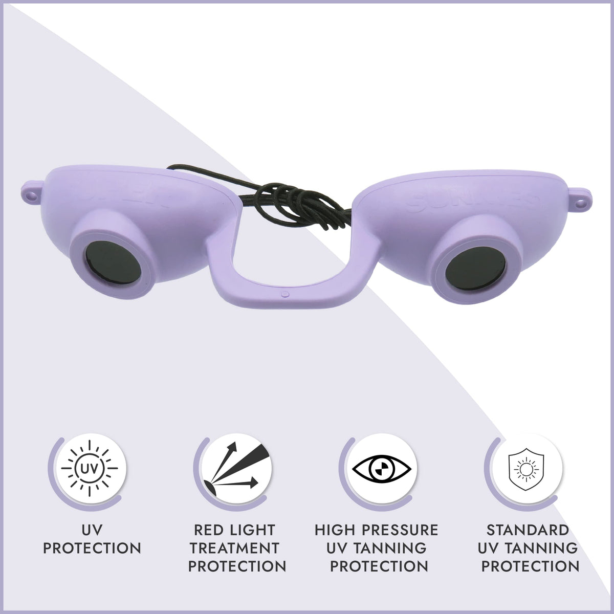 Super Sunnies UV goggles side view with adjustable strap