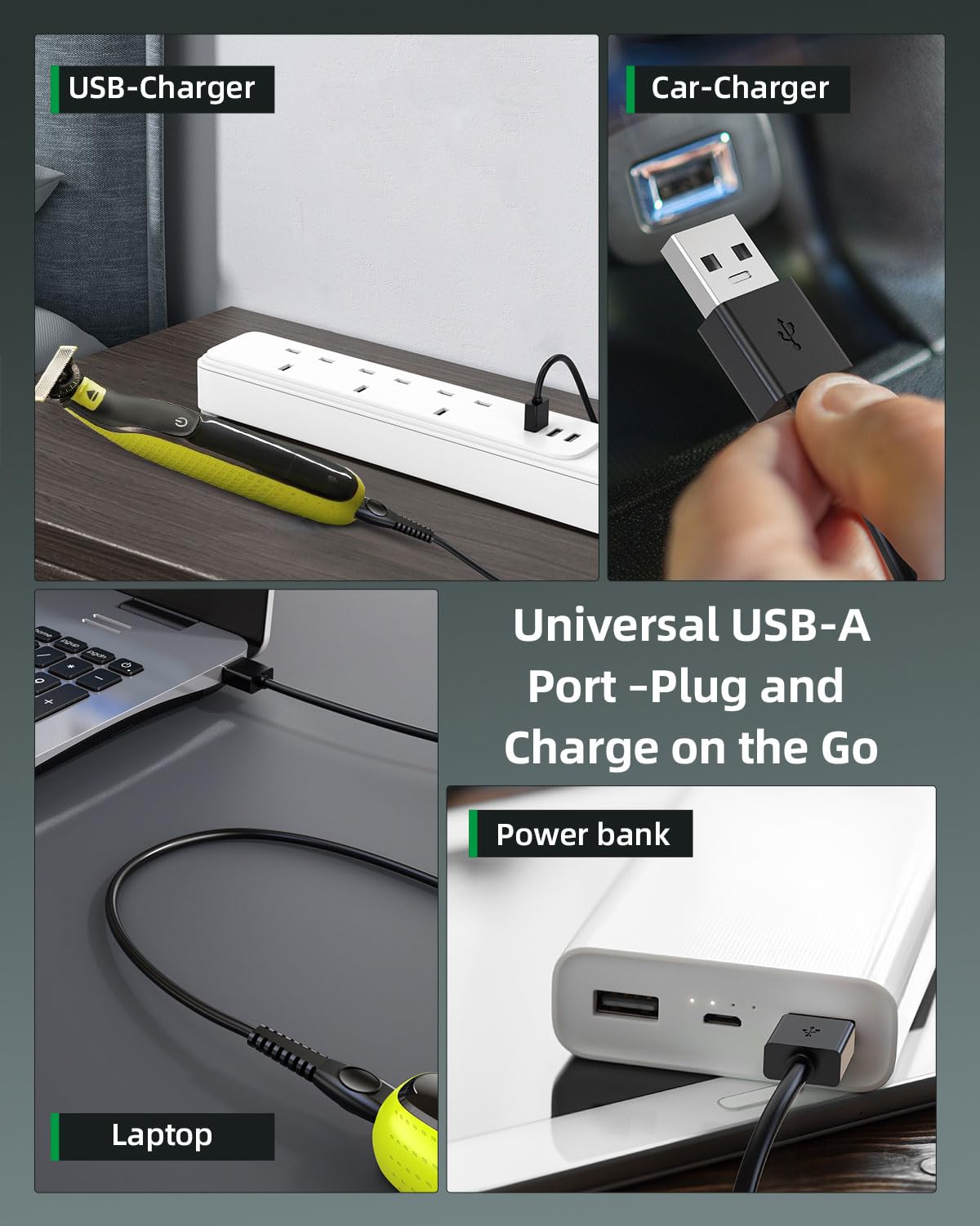 Superer USB Charger Cord alongside Philips Norelco shaver