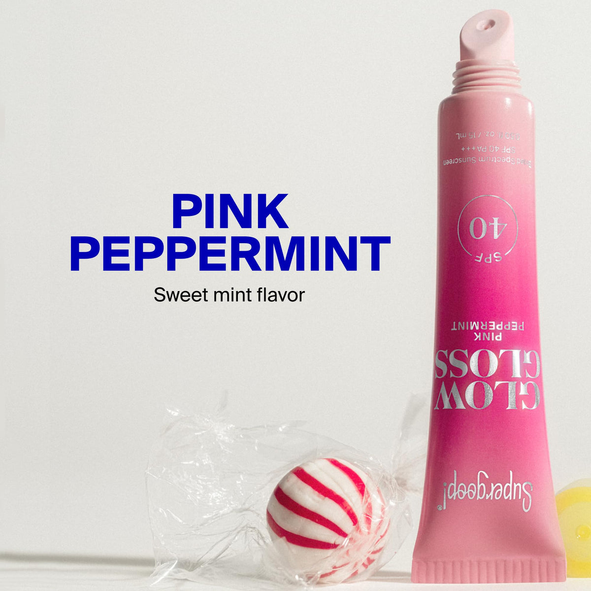 Supergoop! Glow Gloss SPF 40 Lip Balm packaging with ingredients list