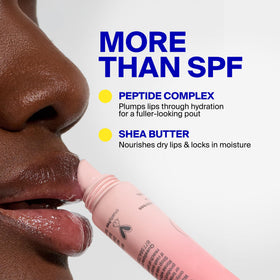 Supergoop! Glow Gloss SPF 40 Lip Balm showing glossy finish on lips