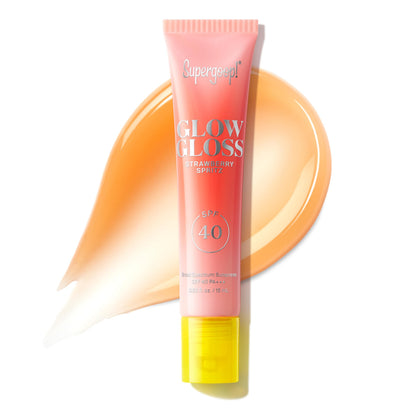 Supergoop! Glow Gloss SPF 40 Lip Balm Strawberry Spritz front view