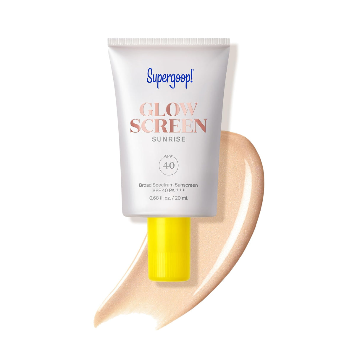 Supergoop! Glowscreen SPF 40 front view with champagne glow