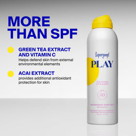 Supergoop! PLAY Antioxidant Body Mist SPF 50 in use outdoors