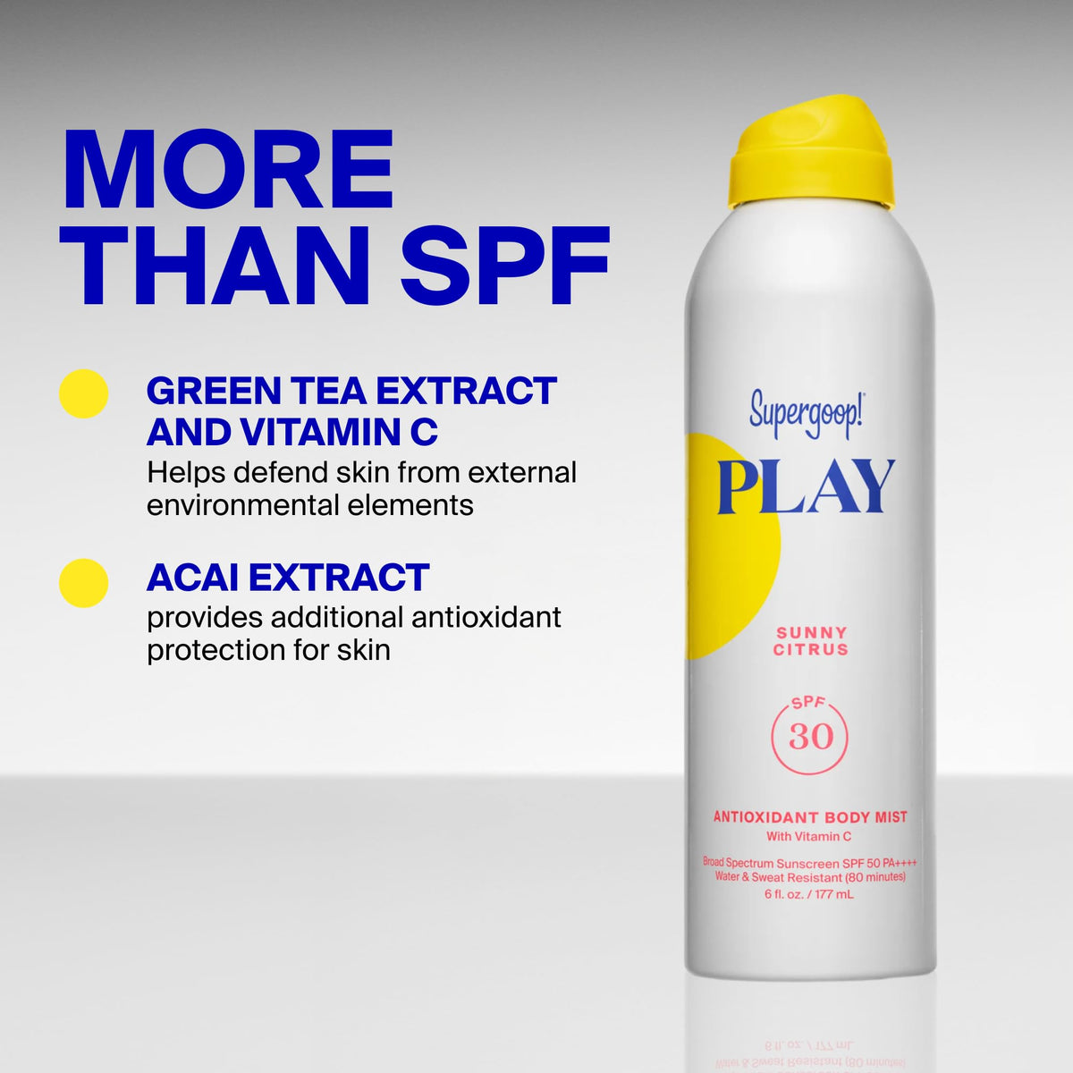 Supergoop! PLAY Antioxidant Body Mist SPF 50 with citrus fruits