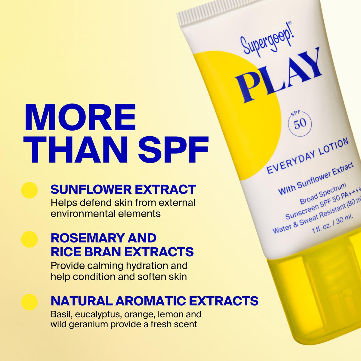 Supergoop! PLAY Everyday Lotion SPF 50 back view with ingredients
