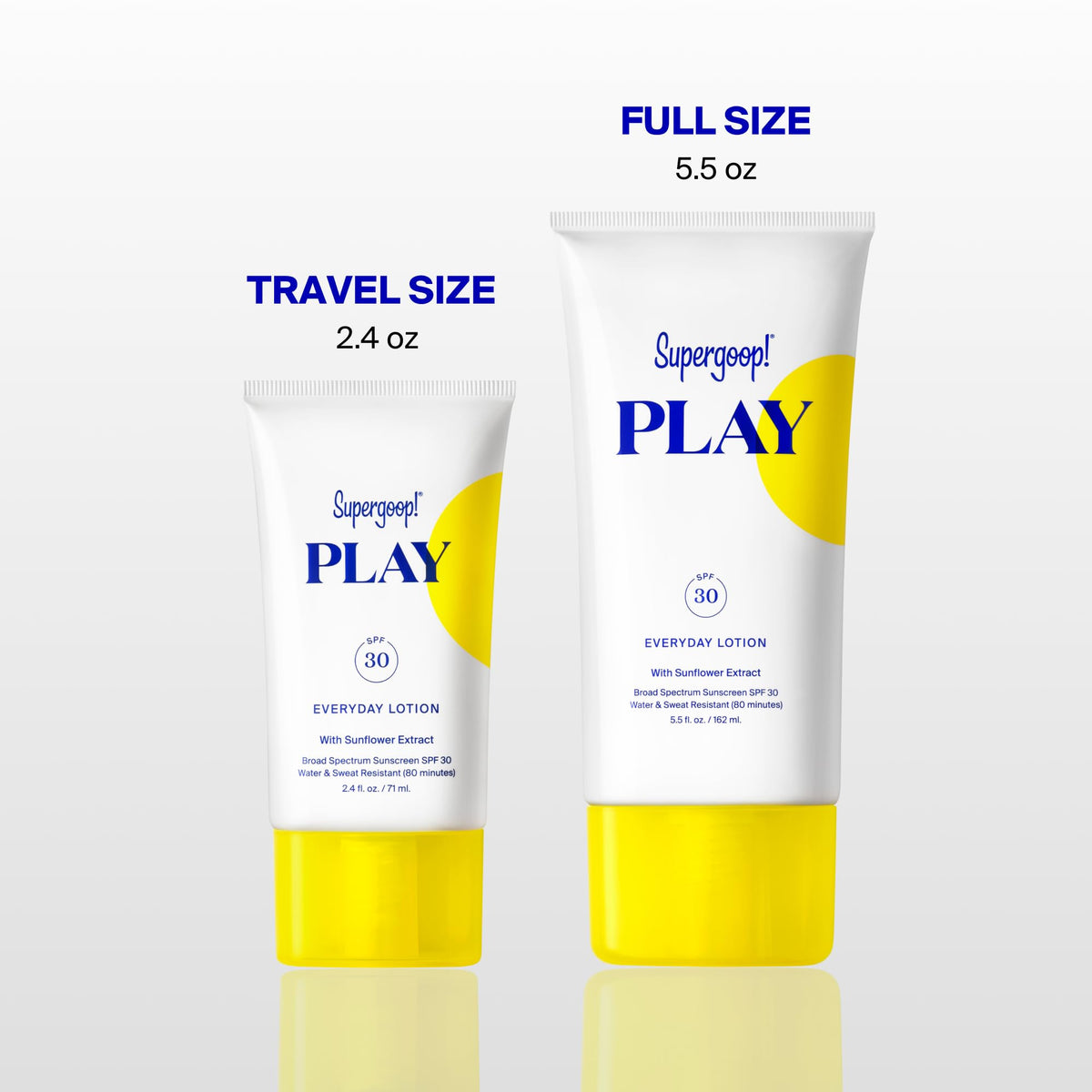 Supergoop! PLAY Everyday SPF 30 Lotion displayed with beach accessories
