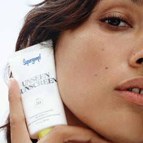 Supergoop! Unseen Sunscreen SPF 50 with makeup products