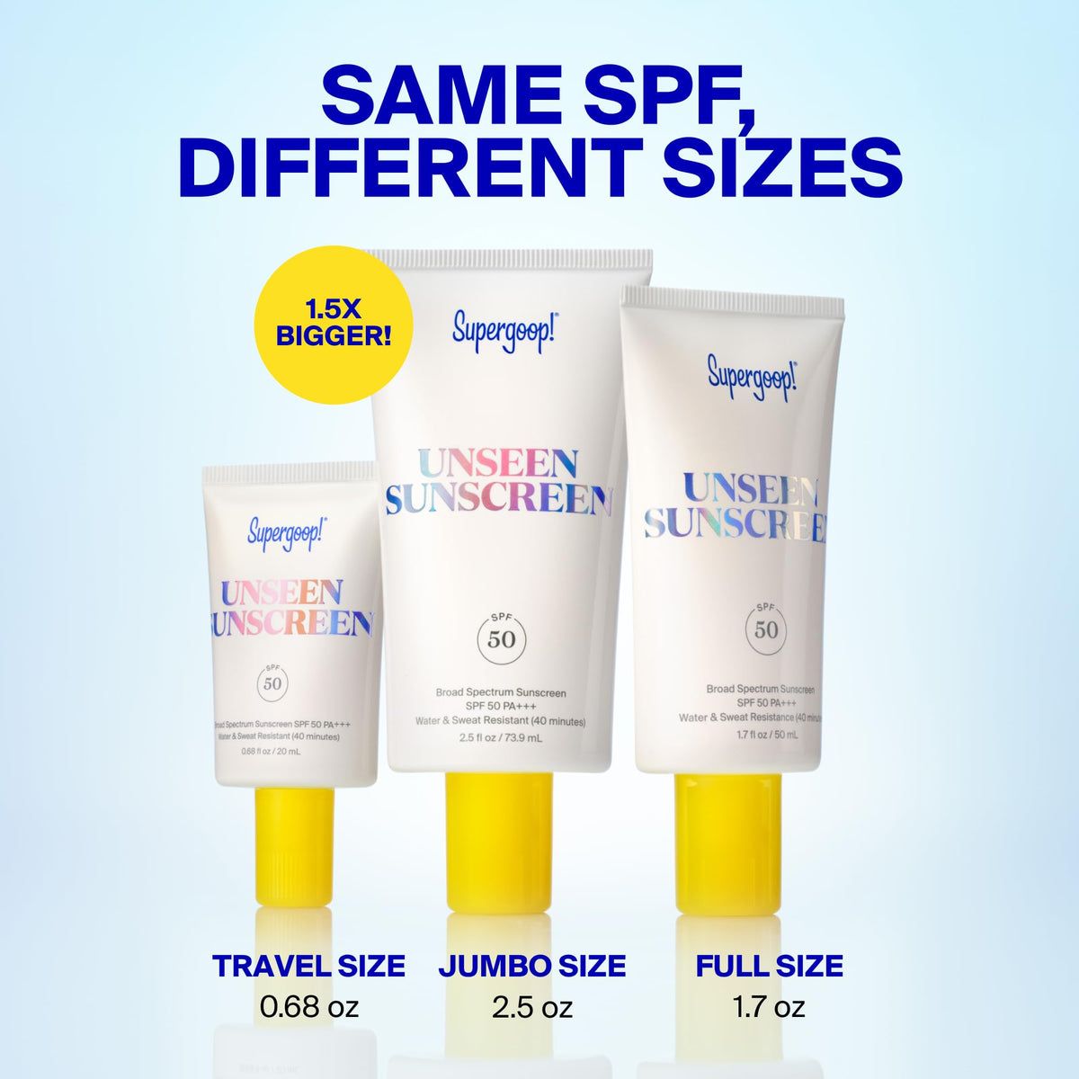 Supergoop! Unseen Sunscreen SPF 50 with other beauty products