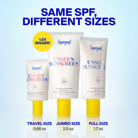 Supergoop! Unseen Sunscreen SPF 50 with other beauty products