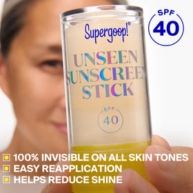 Supergoop! Unseen Sunscreen Stick SPF 40 applied on skin