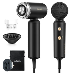 SUPGALIY Dual Voltage Travel Hair Dryer black model front view