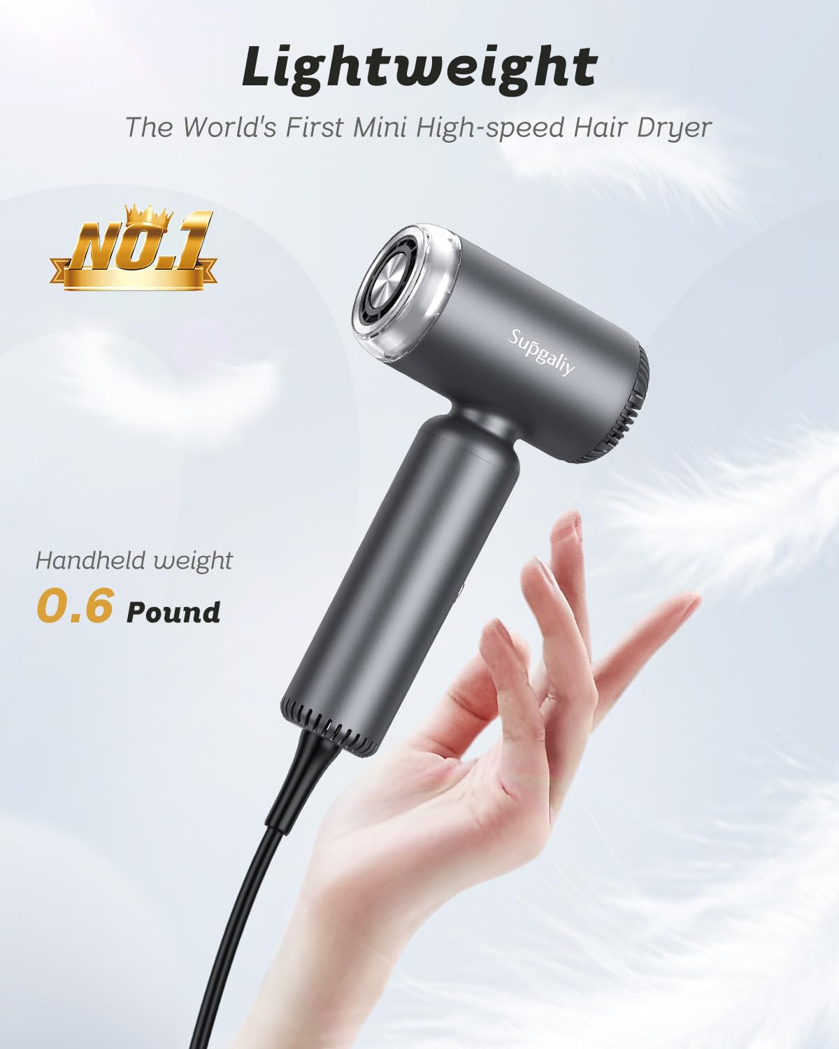 SUPGALIY hair dryer showing dual voltage feature