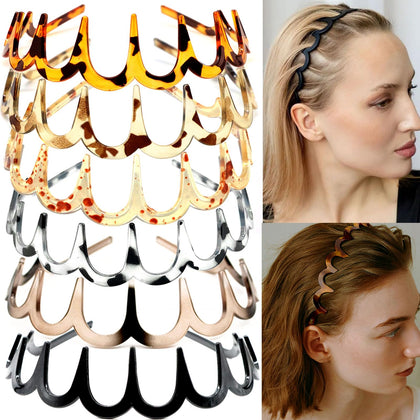 Supgoodom Zig Zag Headbands 6 PCS in Tortoiseshell and Amber