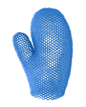 Supracor Bath Mitt blue front view with honeycomb texture