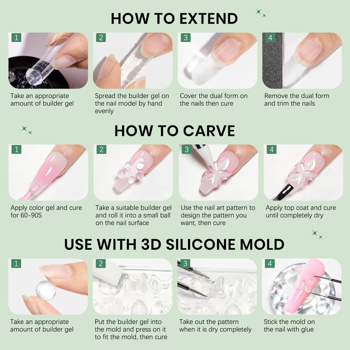 SUPWEE 3D Gel Nail Art accessories and tools