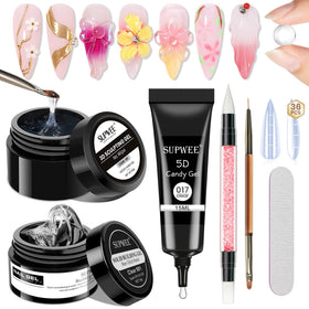 SUPWEE 3D Gel Nail Art Set front view with all components