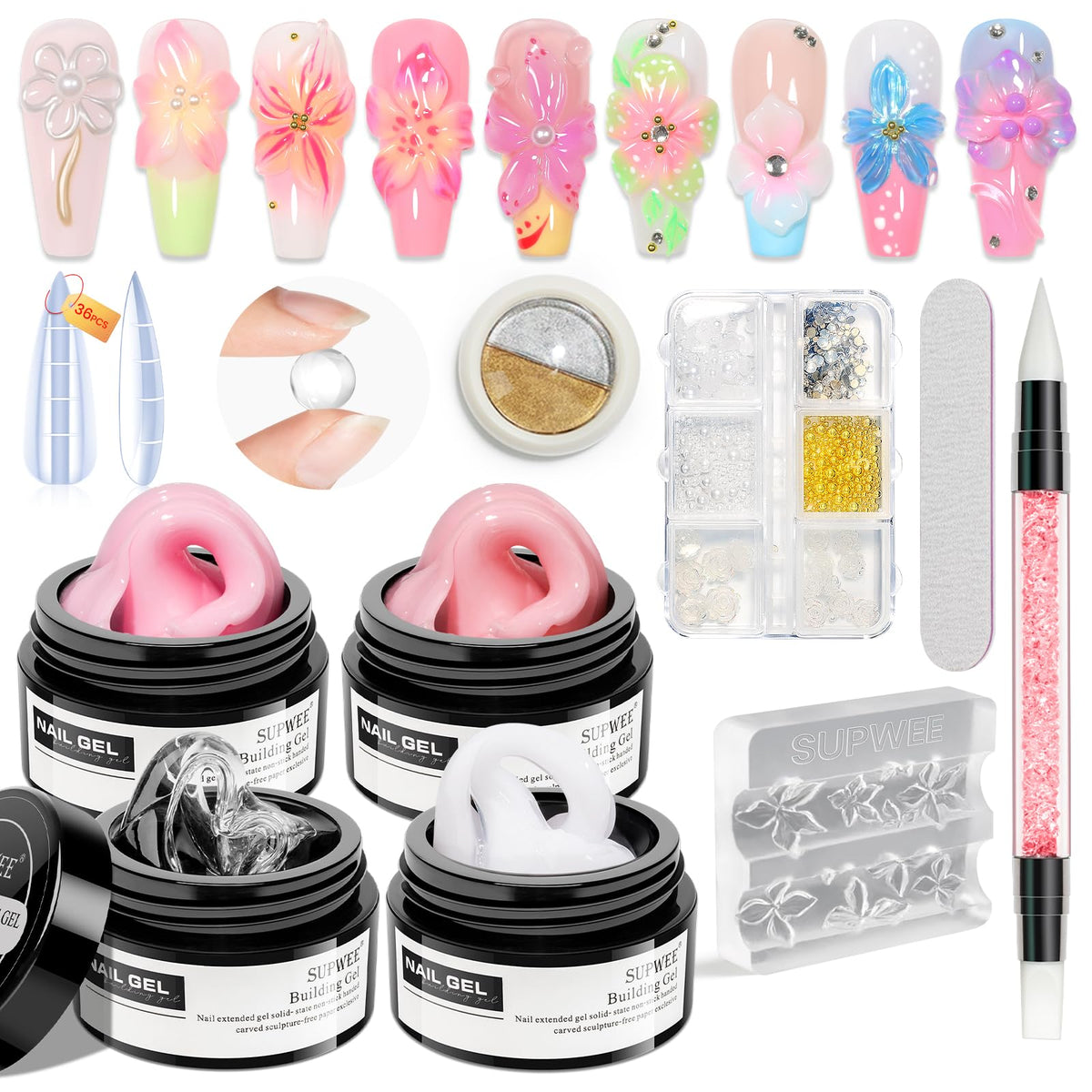SUPWEE 3D Nail Gel Sculpting Gel 4 colours front view